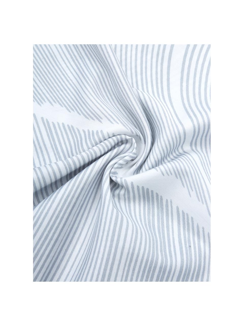 Gemusterte Baumwollsatin-Bettwäsche Ocean, Webart: Satin Baumwollsatin wird , Weiß, Blau, 135 x 200 cm + 1 Kissen 80 x 80 cm