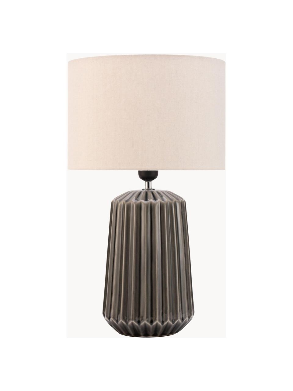 Tischlampe Classy Delight, Lampenschirm: Stoff, Dunkelgrau, Off White, Ø 28 x H 47 cm