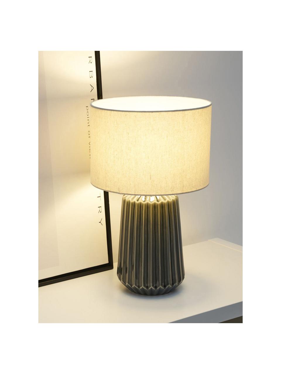 Tischlampe Classy Delight, Lampenschirm: Stoff, Dunkelgrau, Off White, Ø 28 x H 47 cm