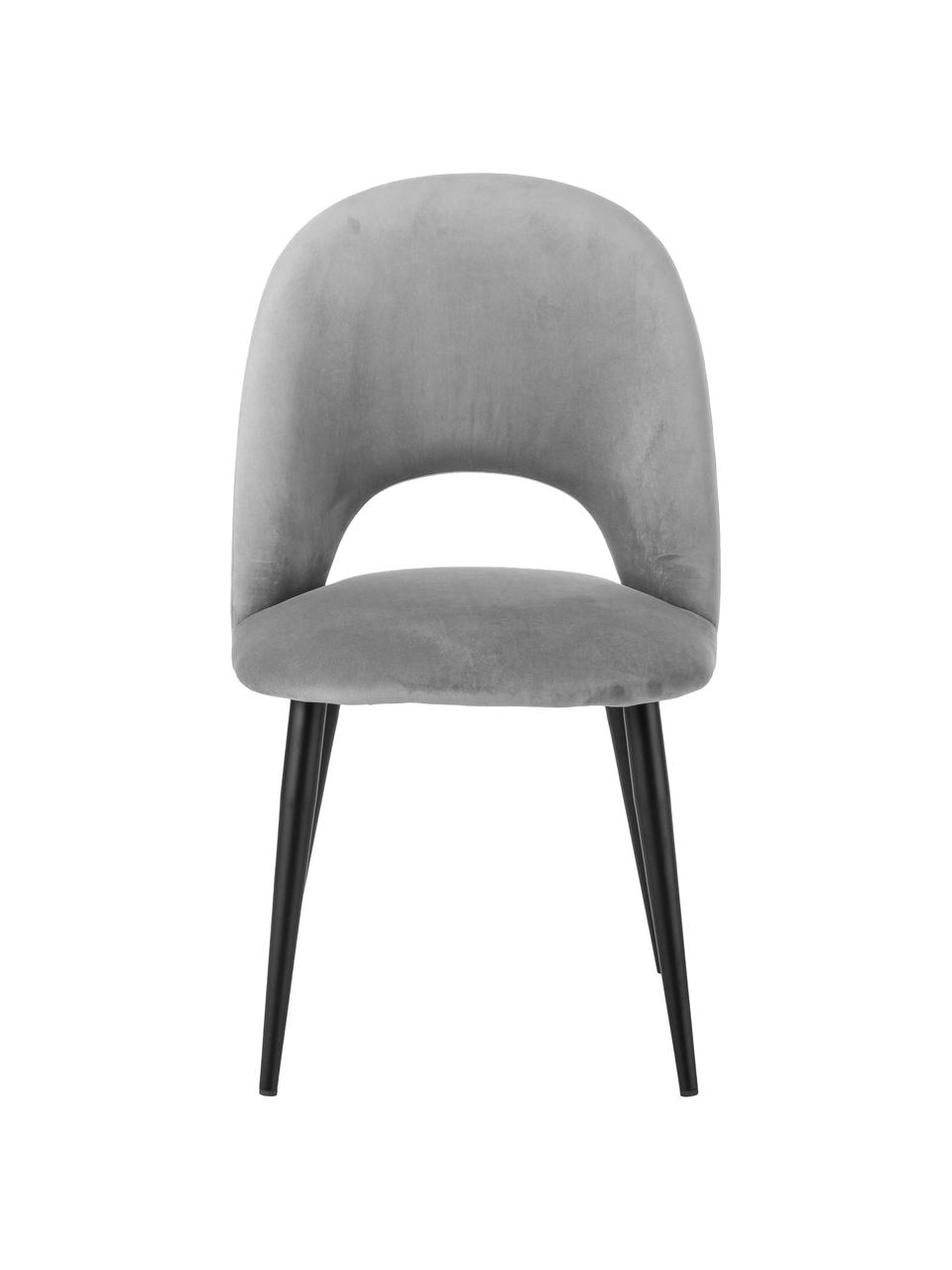 Krzesło tapicerowane z aksamitu Rachel, Tapicerka: aksamit (100% poliestr) D, Nogi: metal malowany proszkowo, Szary aksamit, S 53 x G 57 cm