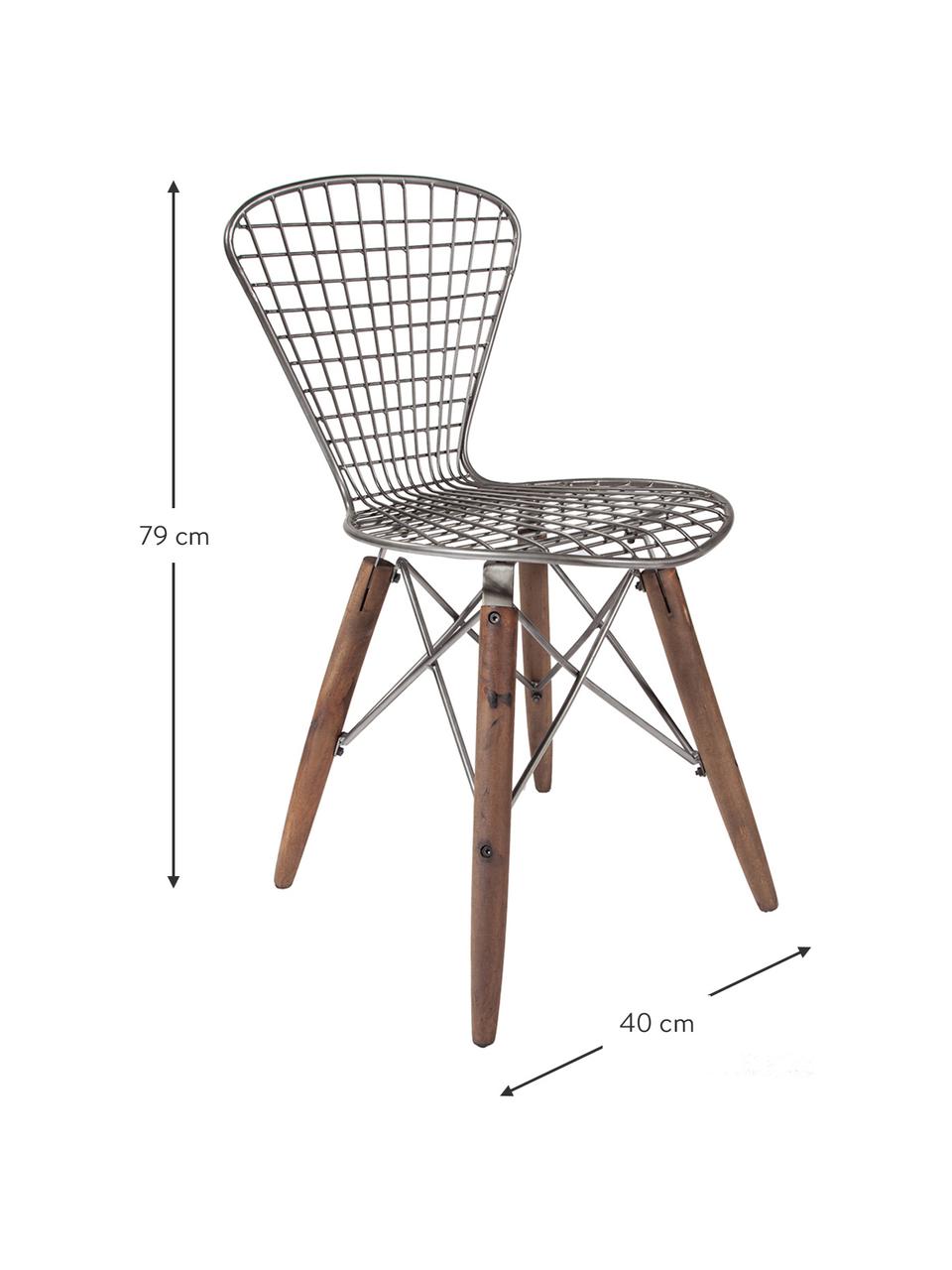 Silla Pato, Patas: madera reciclada, Marrón, plateado efecto vintage, An 40 x Al 79 cm