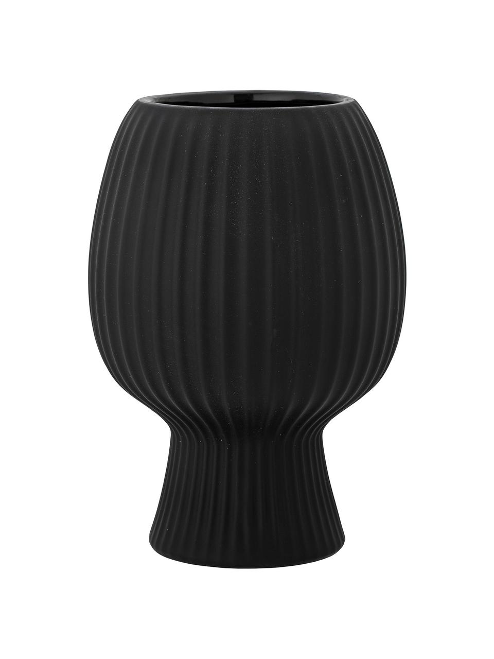 Váza z kameniny Dagny, Keramika, Černá, Ø 15 cm, V 22 cm