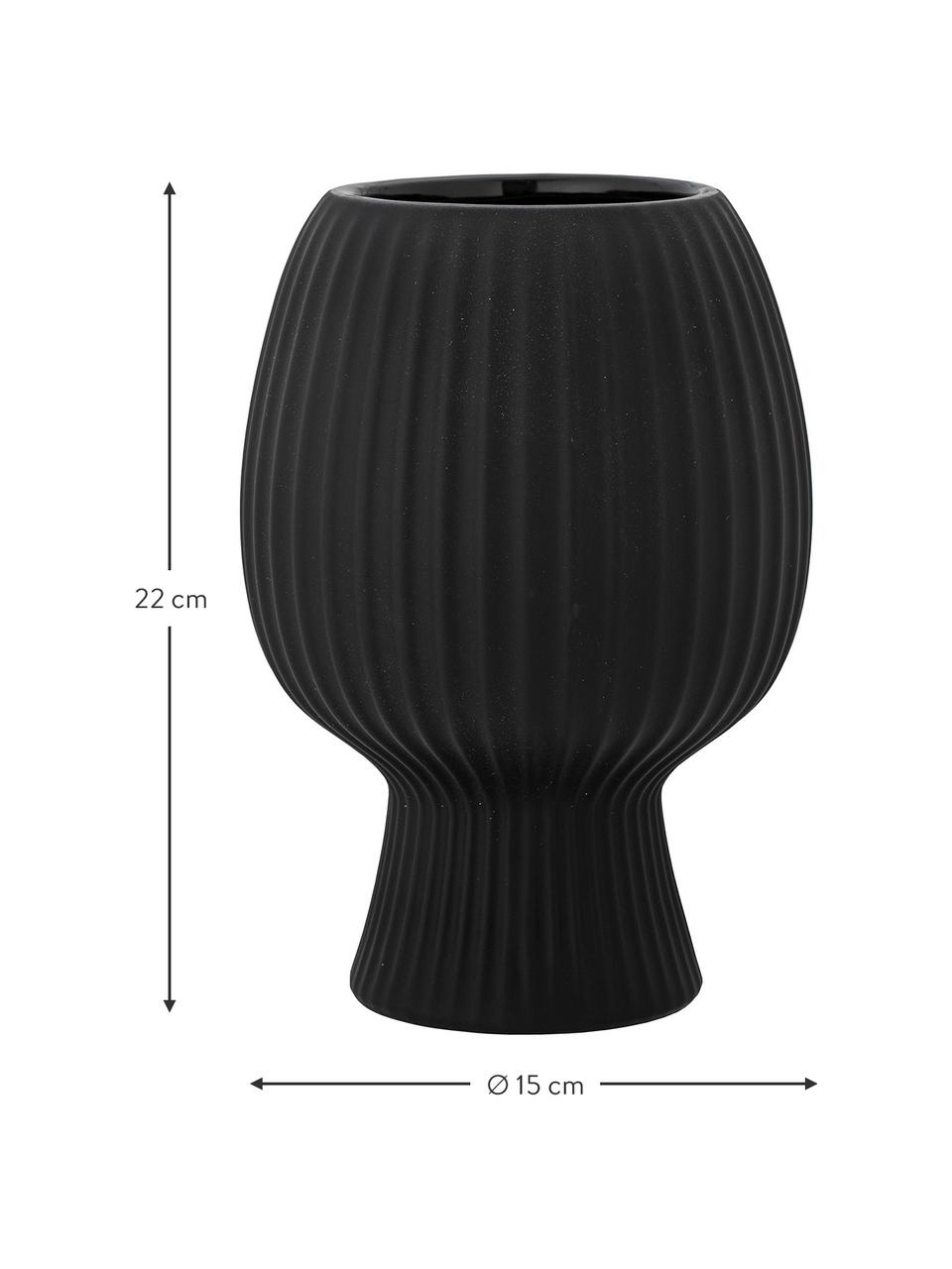 Vaas Dagny van keramiek in zwart, Keramiek, Zwart, Ø 15 x H 22 cm