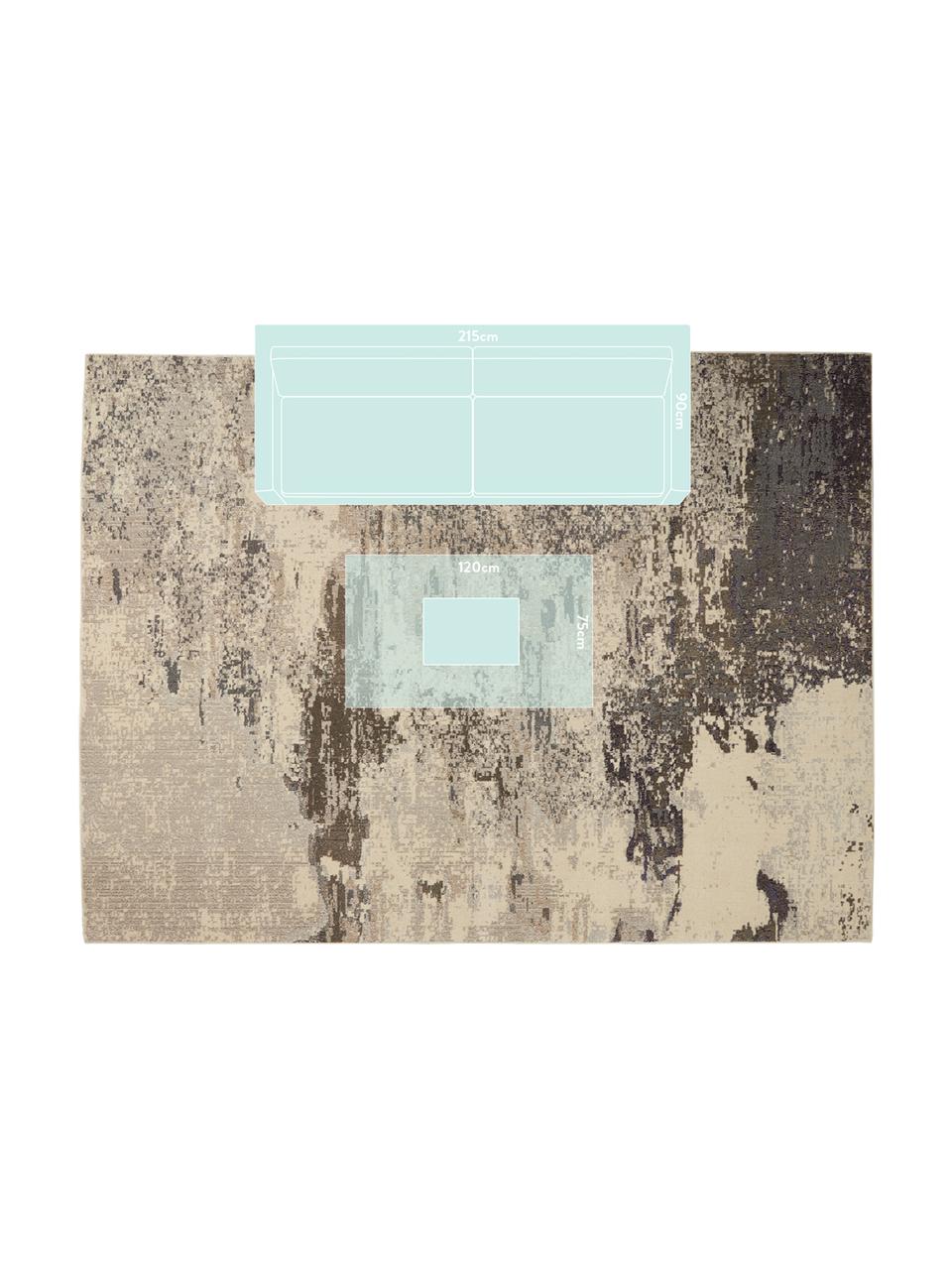 Design vloerkleed Celestial in beige, Bovenzijde: polypropyleen, Onderzijde: latex, Beigetinten, B 275 x L 370 cm (Maat XL)