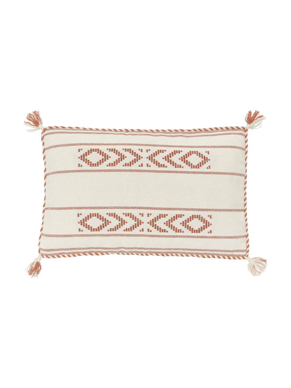 Housse de coussin rectangulaire ethnique Okiro, 100 % coton, Beige, abricot, larg. 30 x long. 50 cm