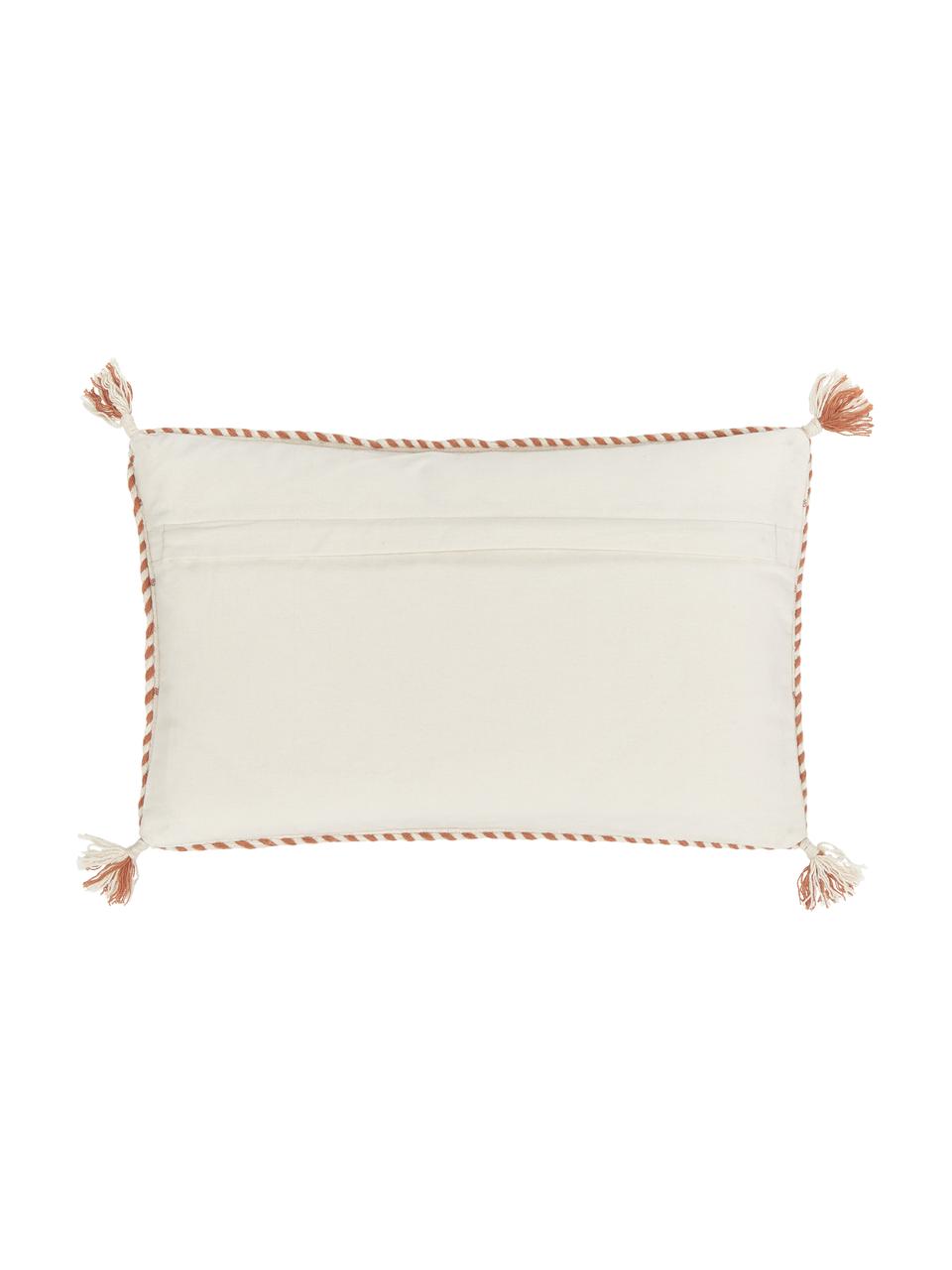 Housse de coussin rectangulaire ethnique Okiro, 100 % coton, Beige, abricot, larg. 30 x long. 50 cm