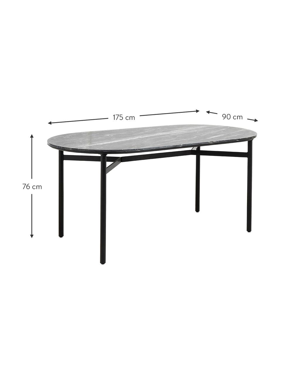 Table ovale en marbre Taupo, 175 x 90 cm, Gris, larg. 175 x prof. 90 cm