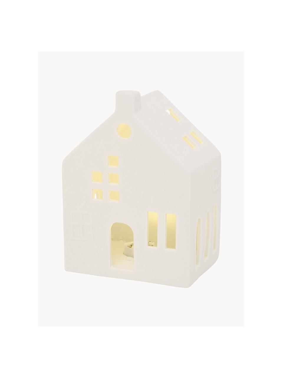 Figura decorativa casa LED de porcelana Hygga, 14 cm, Porcelana, Blanco, An 10 x Al 14 cm