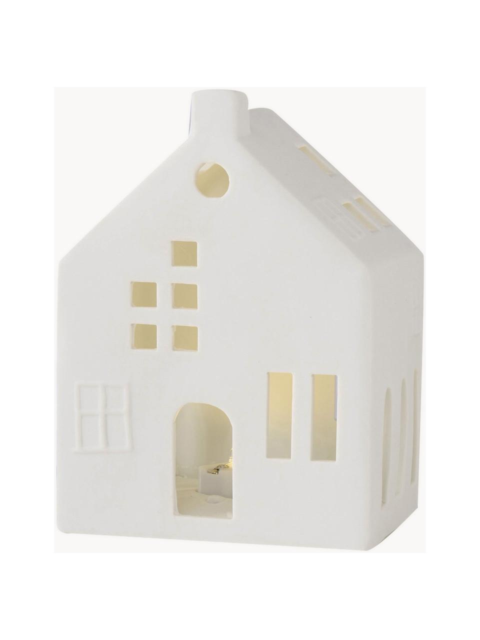 Maison lumineuse LED en porcelaine Hygga, haut. 14 cm, Porcelaine, Blanc, larg. 10 x haut. 14 cm