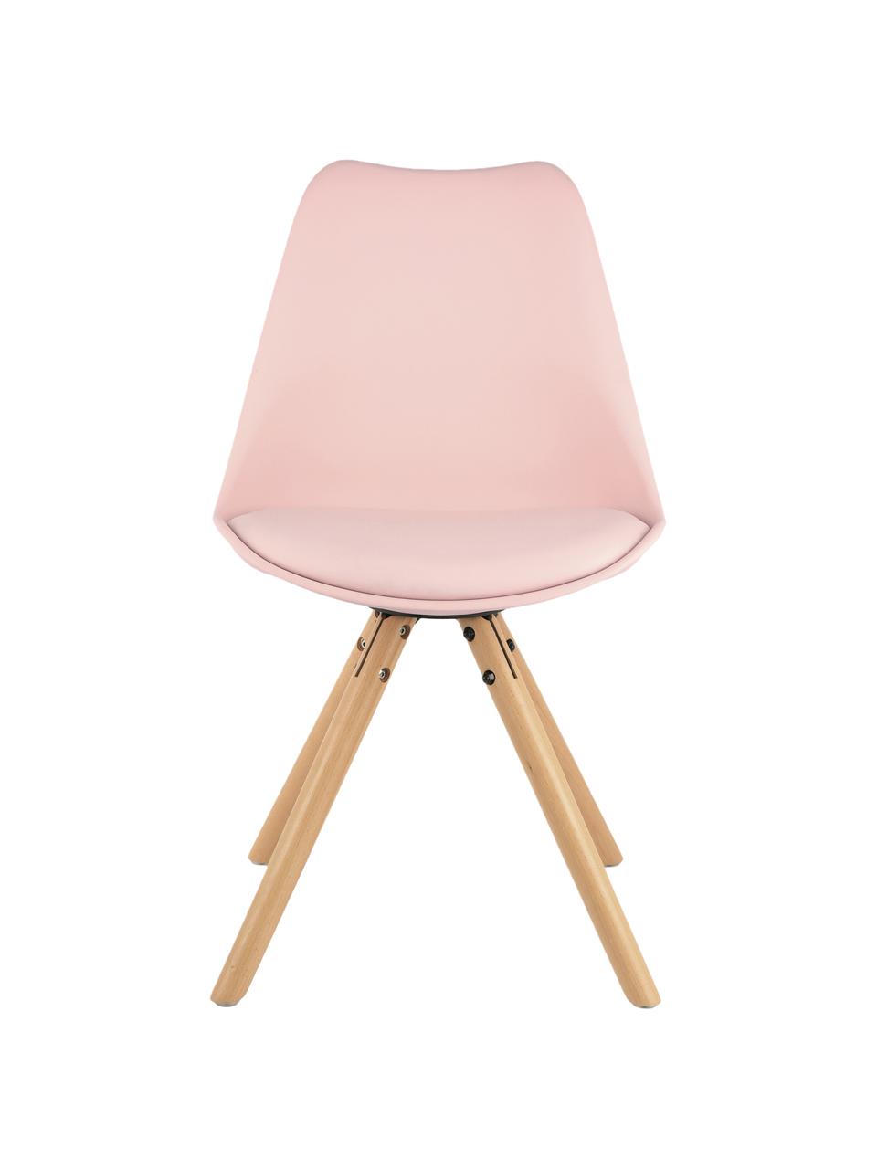 Krzesło z siedziskiem ze sztucznej skóry Max, 2 szt., Nogi: drewno bukowe, Blady różowy, S 46 x G 54 cm