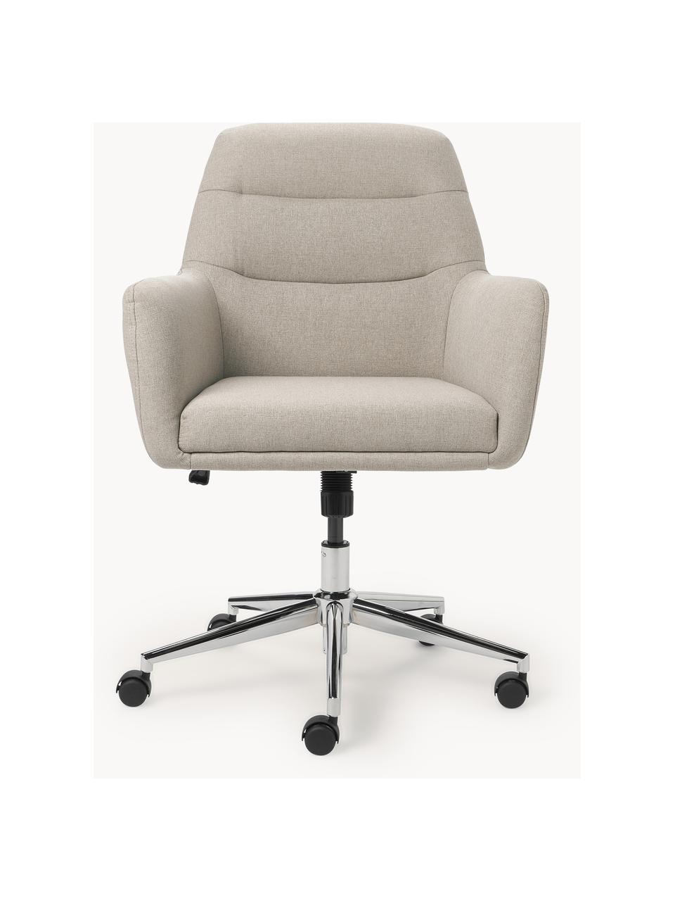 Chaise de bureau avec accoudoirs Benson, hauteur réglable, Tissu beige clair, larg. 66 x prof. 66 cm