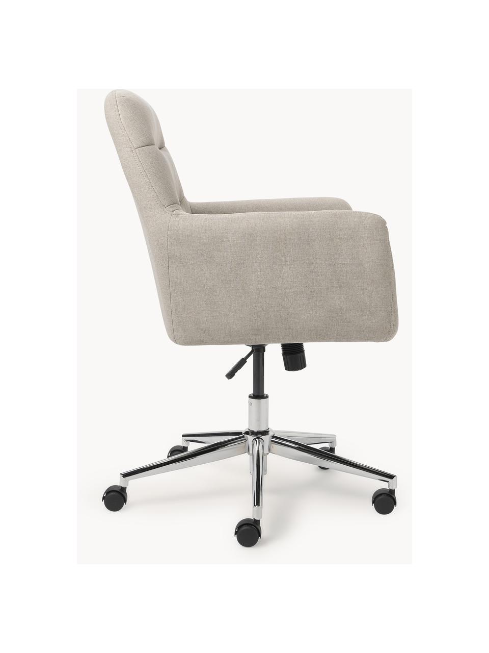 Silla de escritorio con reposabrazos Benson, altura regulable, Funda: terciopelo (100% poliéste, Estructura: metal cepillado, Ruedas: plástico Este producto es, Tejido beige claro, An 66 x Al 66 cm