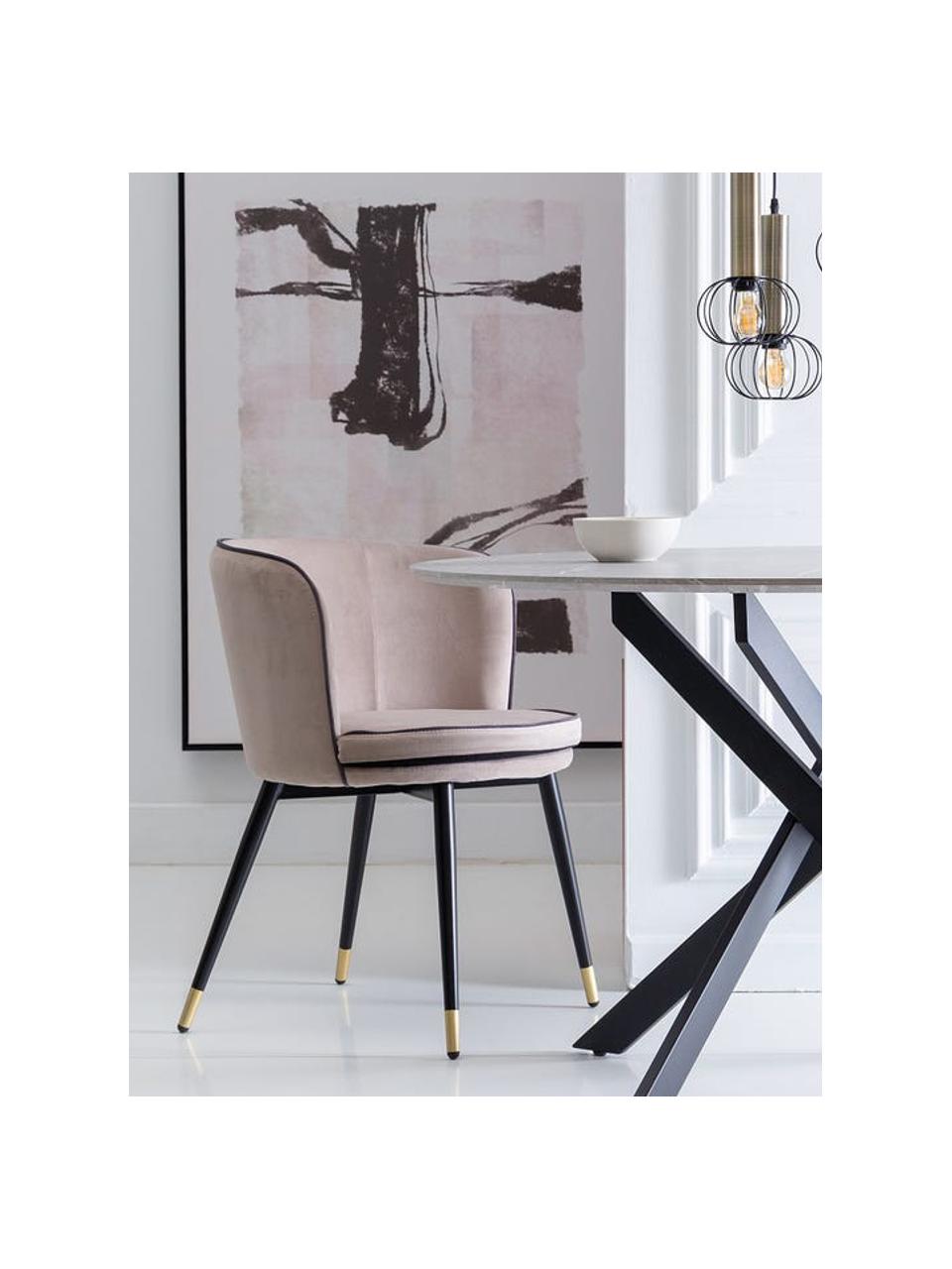 Stolička so zamatovým čalúnením Luisa, Pudrovoružová, čierna, Š 50 x H 62 cm