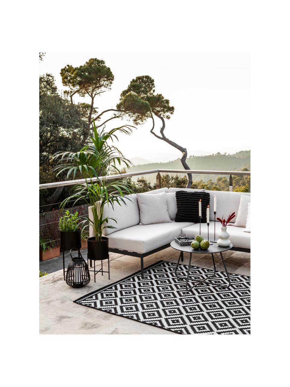 Tapis d'extérieur Miami, 86 % polypropylène, 14 % polyester, Noir, blanc, larg. 80 x long. 150 cm (taille XS)