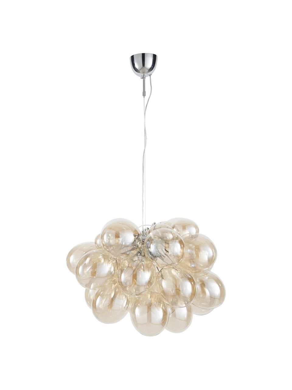 Hanglamp met glazen bollen Gross Grande, Baldakijn: verchroomd nikkel, Amberkleurig, Ø 62  x H 50 cm