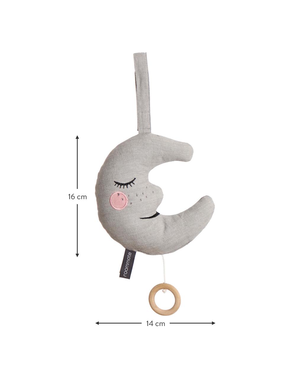 Boîte à musique artisanale Moon, Coton, certifié OCS, Gris, larg. 14 x haut. 16 cm