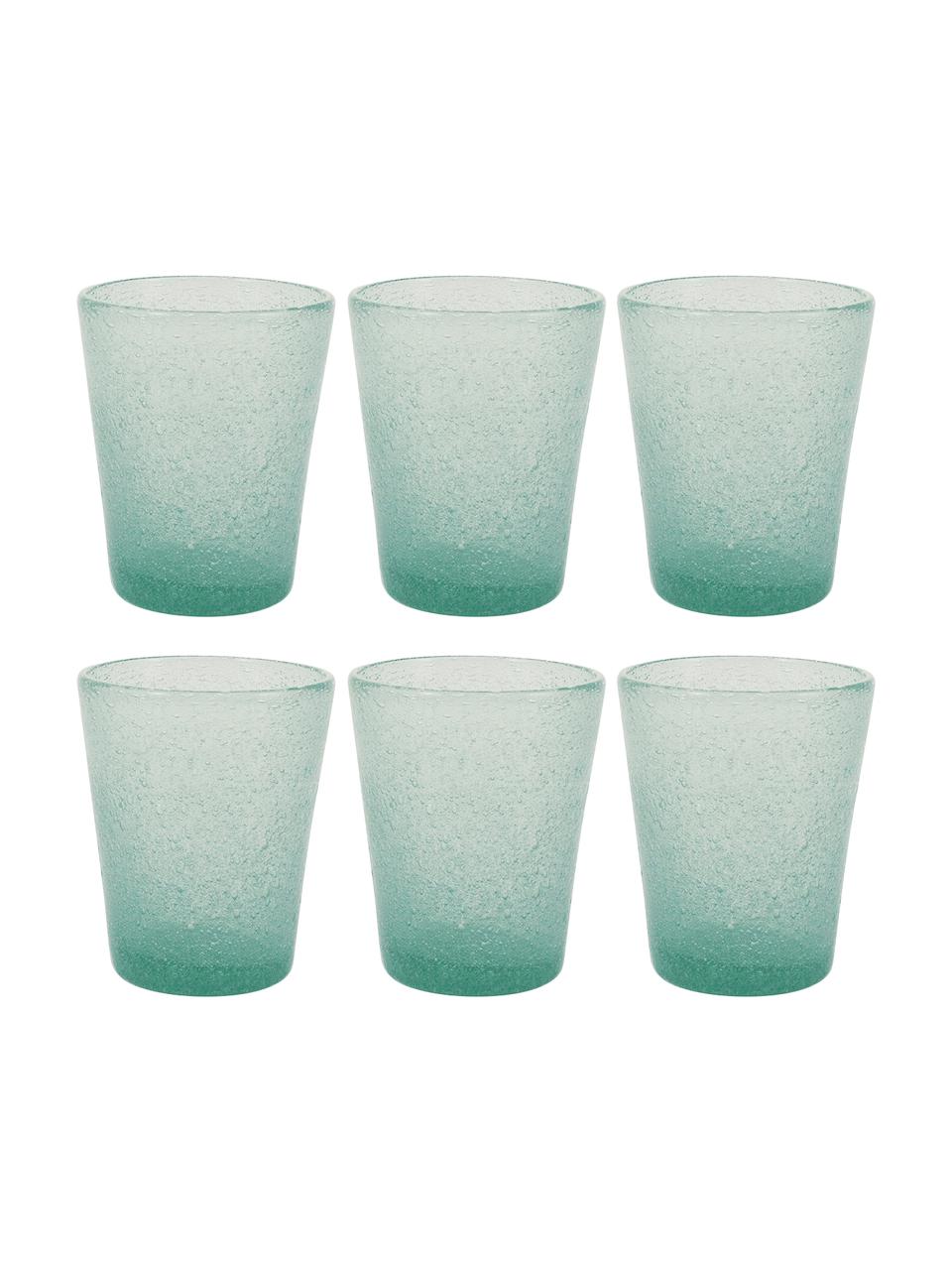 Mondgeblazen waterglazen Cancun met luchtholten, 6 stuks, Mondgeblazen glas, Groen, Ø 9 x H 10 cm