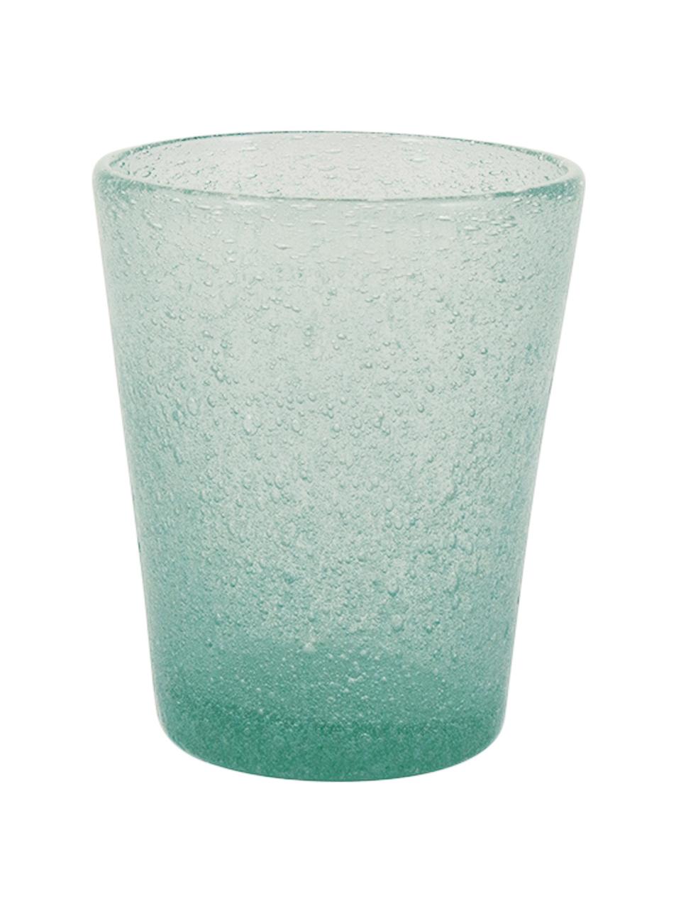 Ručně foukaná sklenice se vzduchovými bublinami Cancun, 6 ks, Zelená