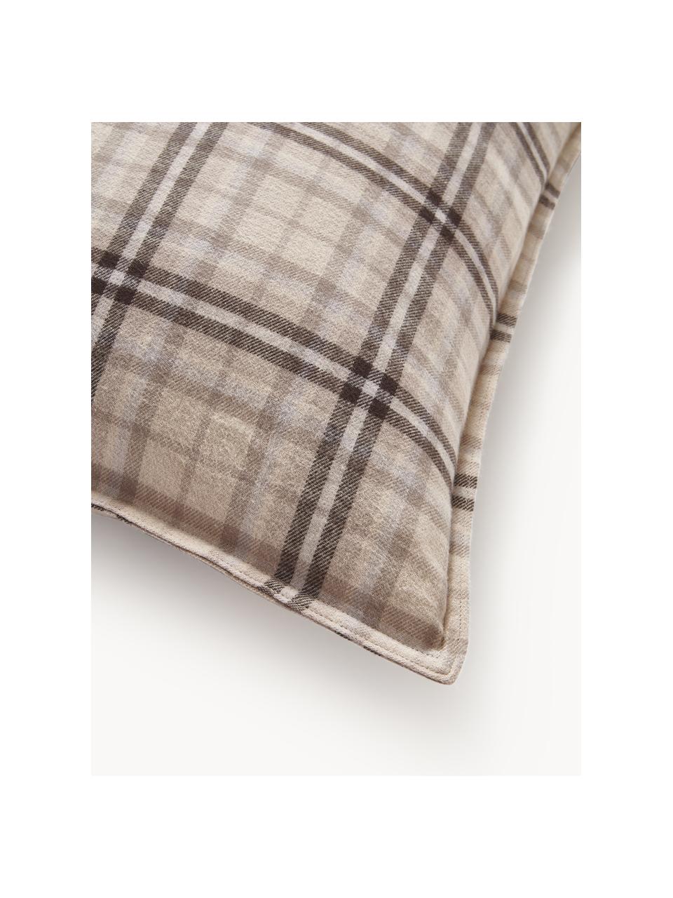 Geruite flanellen kussenhoes Macy, Weeftechniek: flanel Draaddichtheid 155, Beigetinten, B 60 x L 70 cm