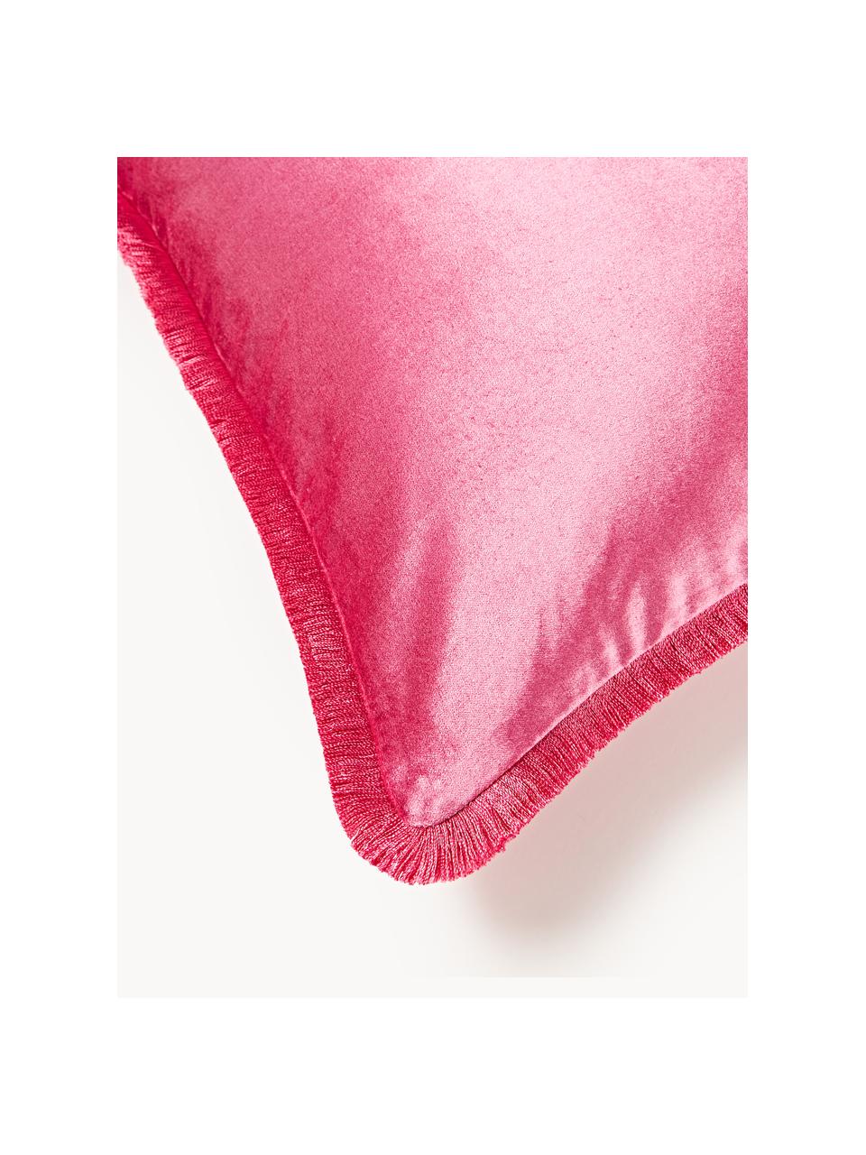 Kissenhülle Nikita mit Fransen, Fransen: 100 % Viskose Das in dies, Pink, B 30 x L 50 cm