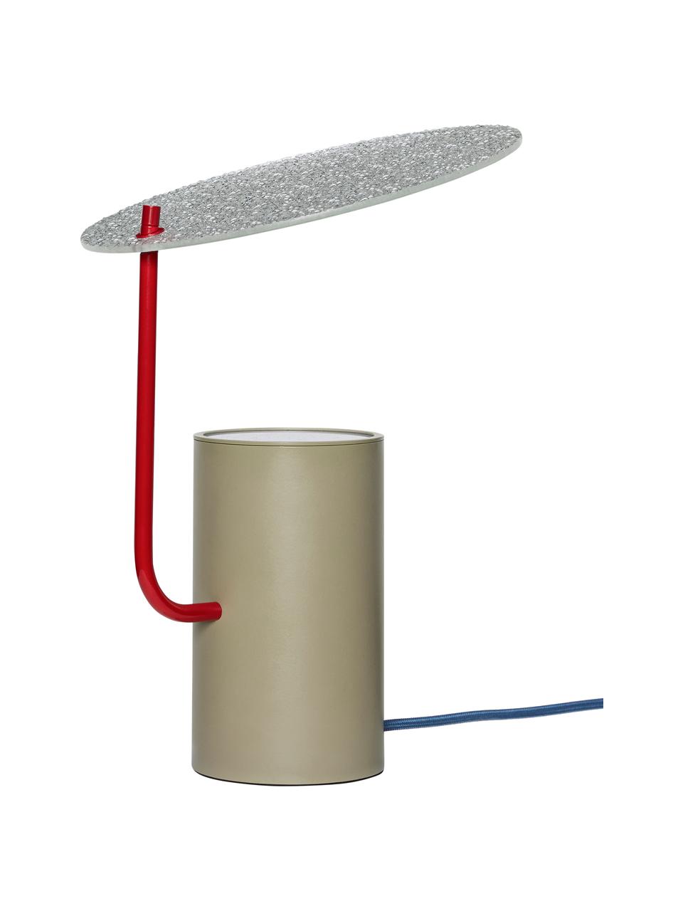Lampa stołowa ze szklanym kloszem Disc, Stelaż: metal powlekany, Khaki, transparentny, Ø 24 x W 35 cm