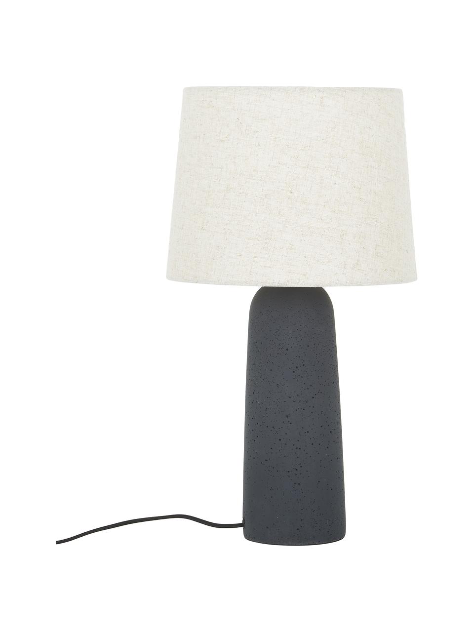 Lampada da tavolo con base in cemento Kaya, Paralume: 80% cotone, 20% lino, Base della lampada: cemento, Paralume: beige base della lampada: grigio scuro cavo: nero, Ø 29 x Alt. 52 cm