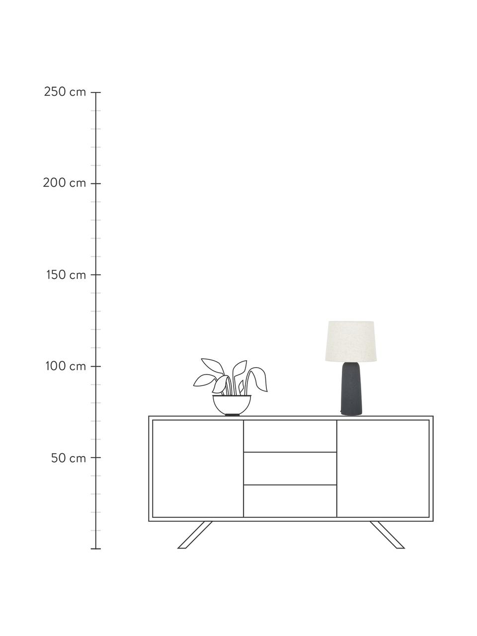 Lámpara de mesa grande de cemento Kaya, Pantalla: 80% algodón, 20% lino, Cable: cubierto en tela, Beige, gris oscuro, Ø 29 x Al 52 cm