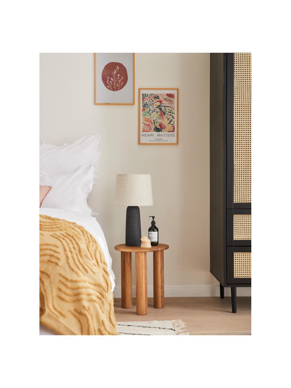 Lampada grande da tavolo con base in cemento Kaya, Paralume: 80% cotone, 20% lino, Base della lampada: cemento, Paralume: beige Base della lampada: grigio scuro Cavo: nero, Ø 29 x Alt. 52 cm