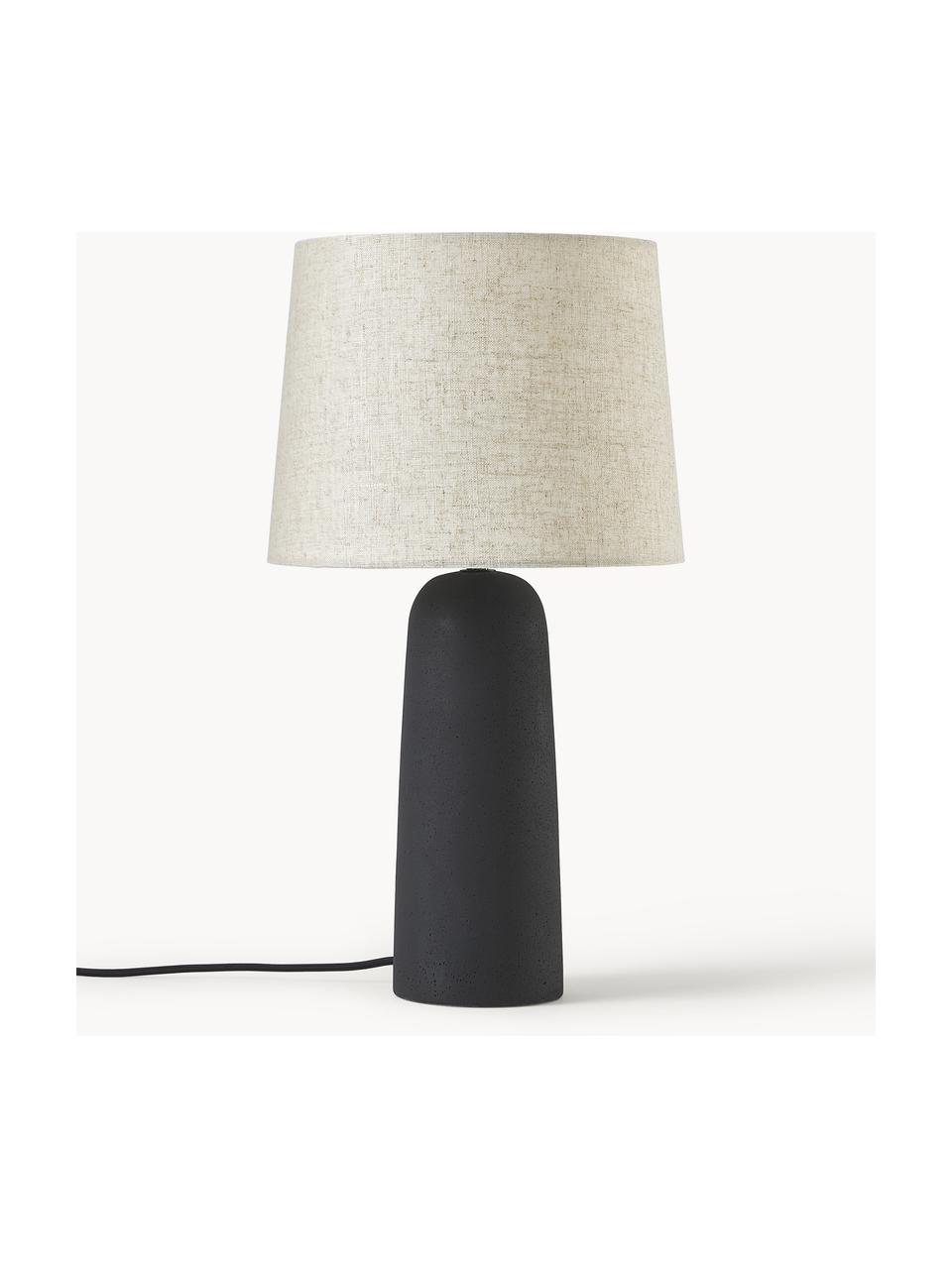 Grote tafellamp Kaya betonnen voet, Lampenkap: 80% katoen, 20% linnen, Lampvoet: beton, Antraciet, crèmewit, B 29 x H 52 cm