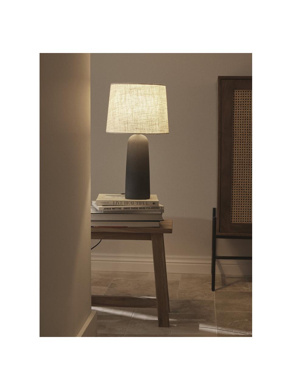 Lampa stołowa z betonową podstawą Kaya, Stelaż: beton, Antracytowy, kremowobiały, Ø 29 x W 52 cm