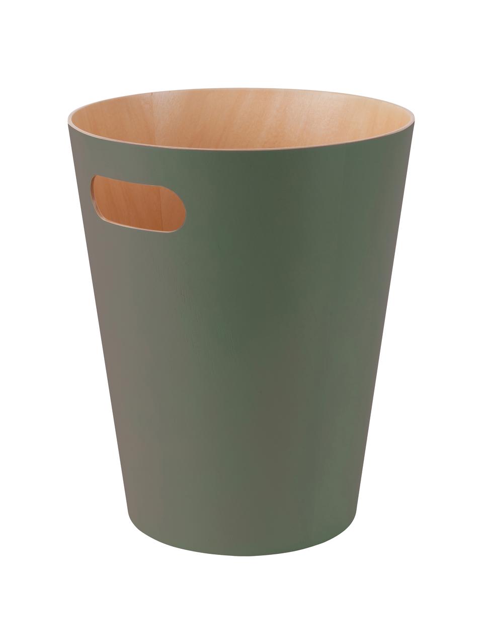 Cestino per la carta Woodrow Can, Legno verniciato, Verde oliva, Ø 23 x Alt. 28 cm