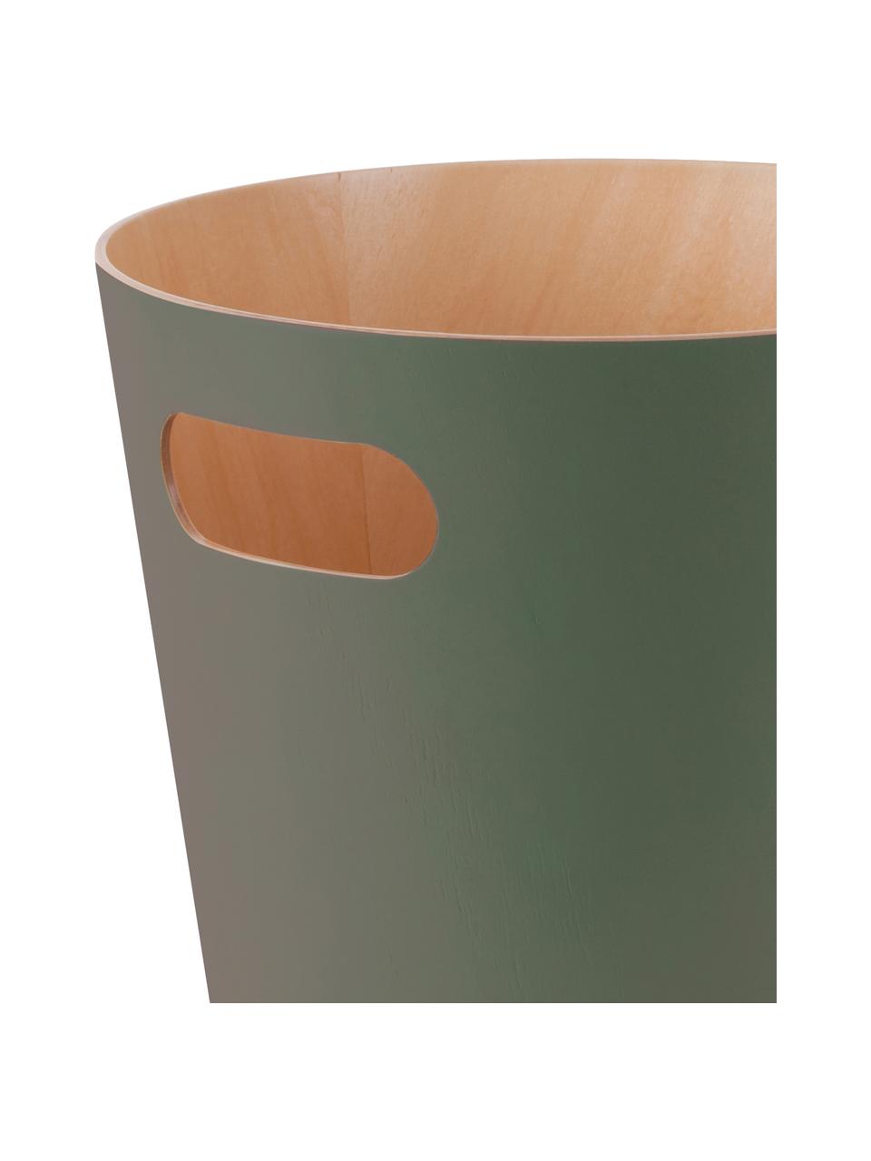 Corbeille à papier Woodrow Can, Bois, laqué, Vert olive, Ø 23 x haut. 28 cm