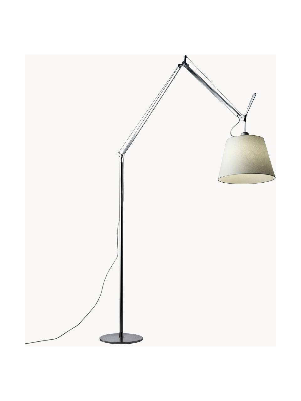 Grosse verstellbare Leselampe Tolomeo Mega, Lampenschirm: Seide, Hellgelb, Silberfarben, H 238 cm