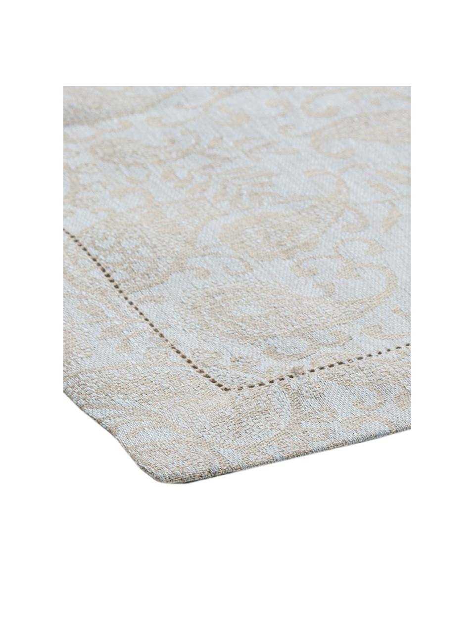 Leinen-Tischdecke Agila mit Paisleymuster, Beige, Blau, Für 6 - 8 Personen (B 140 x L 250 cm)