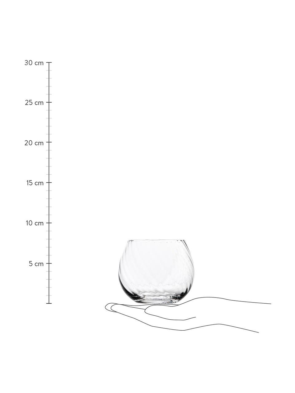 Waterglazen Opacity met groefstructuur, 6 stuks, Glas, Transparant, Ø 8 x H 7 cm, 230 ml