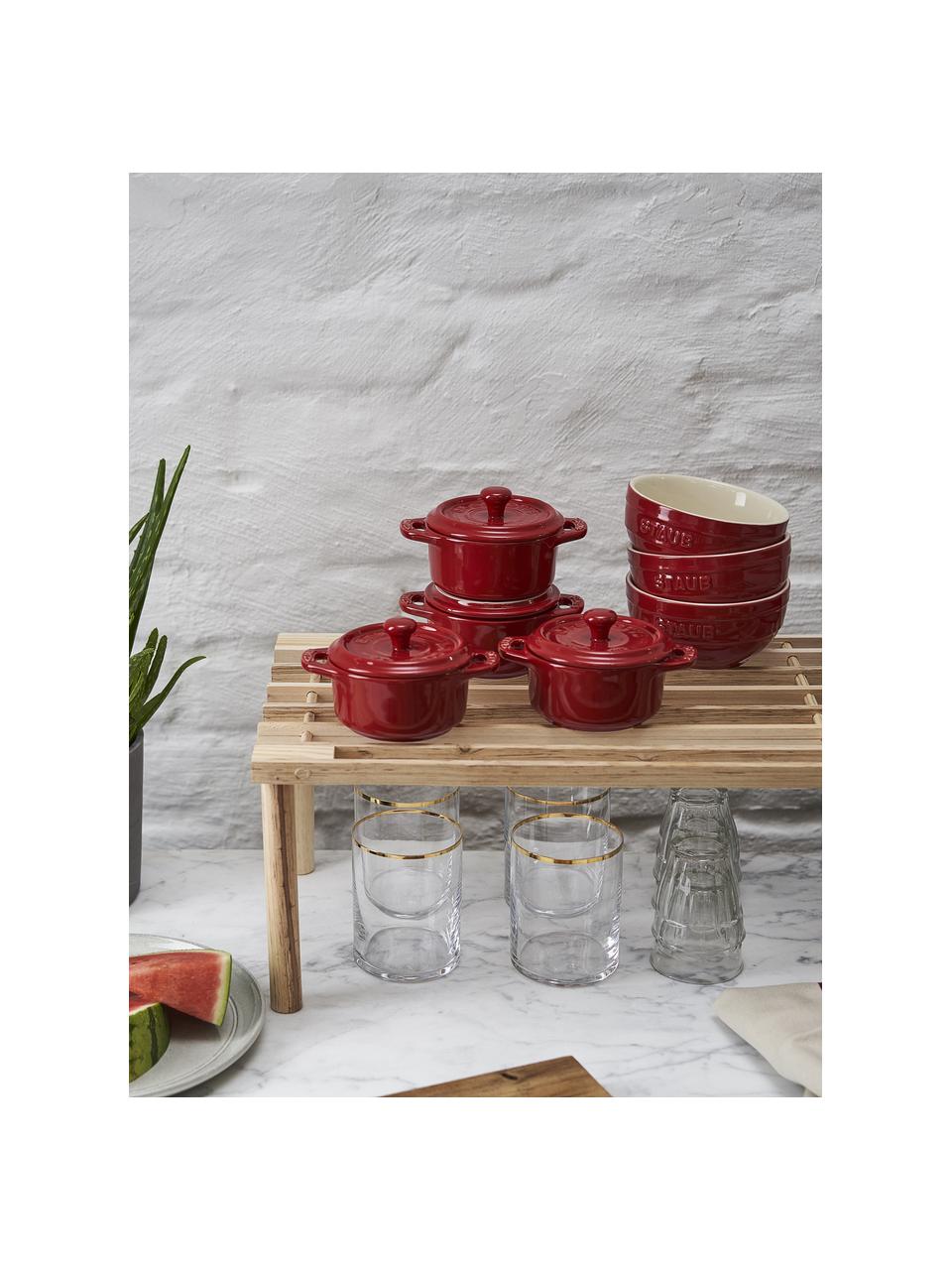 Potjes Mini Cocotte, 4 stuks, Keramiek, geëmailleerd, Rood, Ø 10 cm, H 7  cm, 200 ml