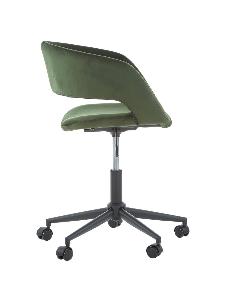 Krzesło obrotowe z aksamitu Grace, Tapicerka: aksamit poliestrowy Dzięk, Stelaż: metal malowany proszkowo, Aksamitny leśny zielony, S 56 x G 54 cm