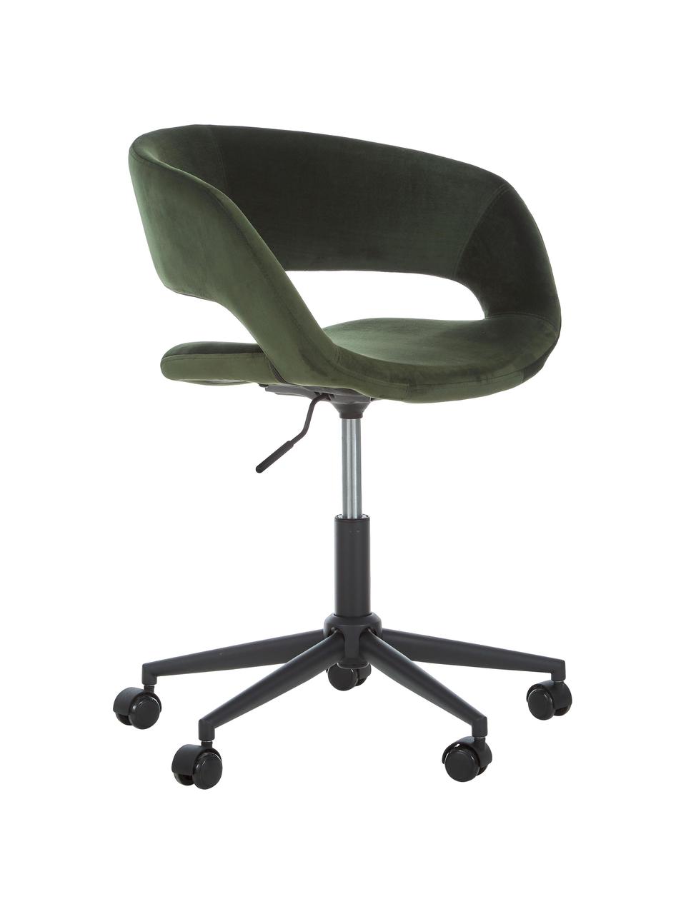 Krzesło obrotowe z aksamitu Grace, Tapicerka: aksamit poliestrowy Dzięk, Stelaż: metal malowany proszkowo, Aksamitny leśny zielony, S 56 x G 54 cm
