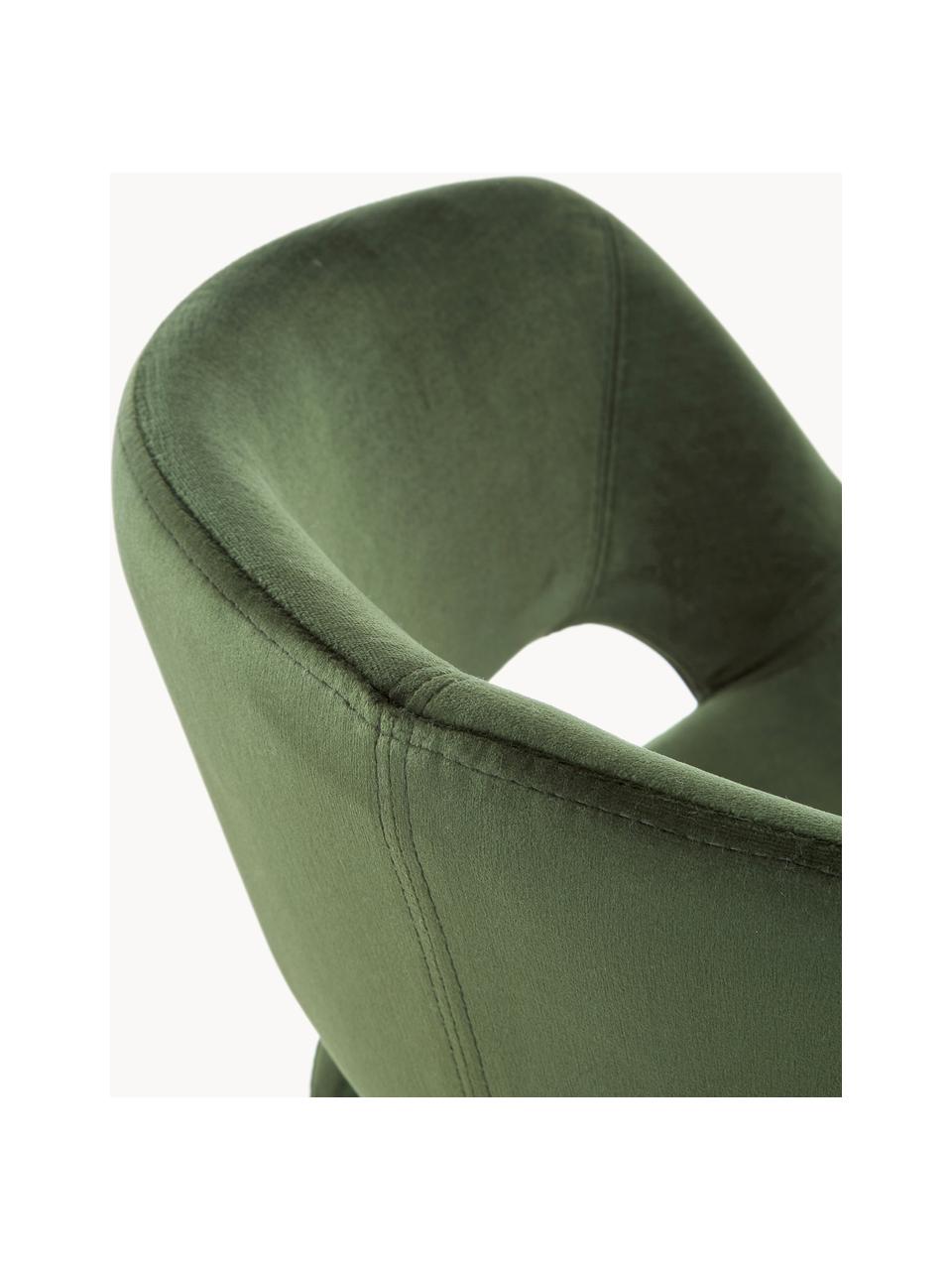 Krzesło obrotowe z aksamitu Grace, Tapicerka: aksamit poliestrowy Dzięk, Stelaż: metal malowany proszkowo, Ciemnozielony aksamit, S 56 x G 54 cm