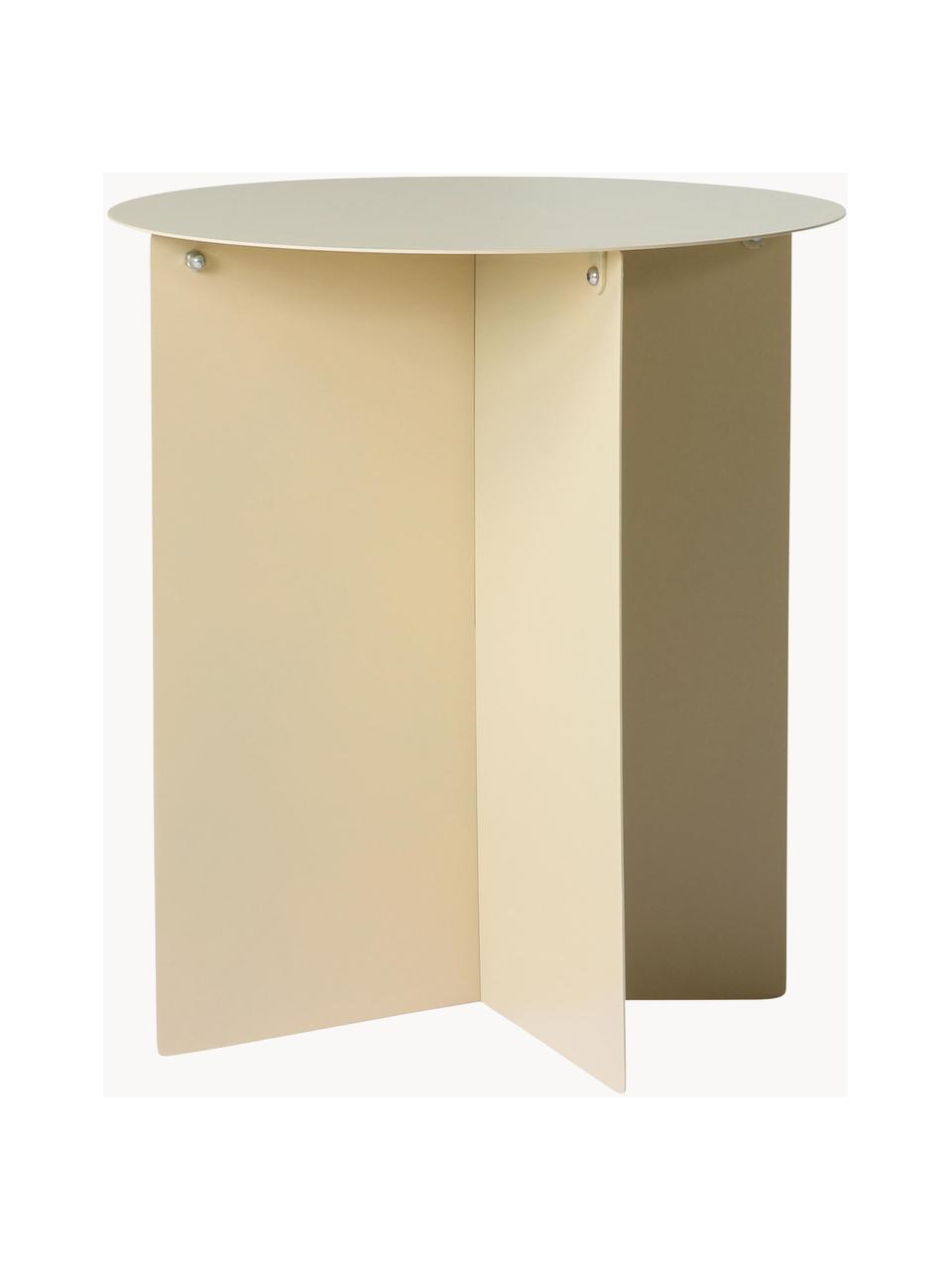 Ronde metalen bijzettafel Dinga, Gepoedercoat metaal, Lichtbeige, Ø 40 x H 45 cm