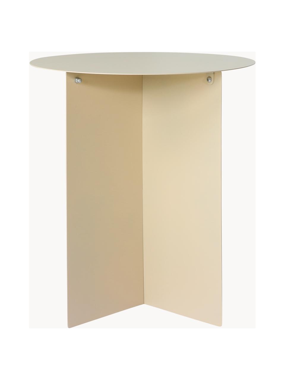 Ronde metalen bijzettafel Dinga, Gepoedercoat metaal, Lichtbeige, Ø 40 x H 45 cm