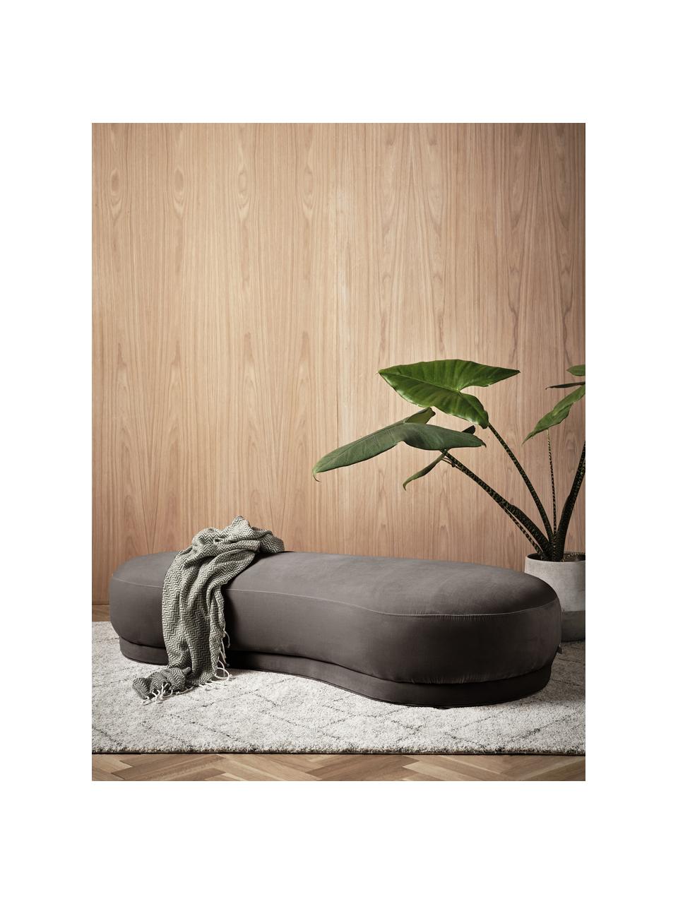 Fluwelen zitbank Coconino in grijs, gestoffeerd, Bekleding: katoenfluweel (89% katoen, Frame: hout, Grijs, B 160 cm x H 36 cm