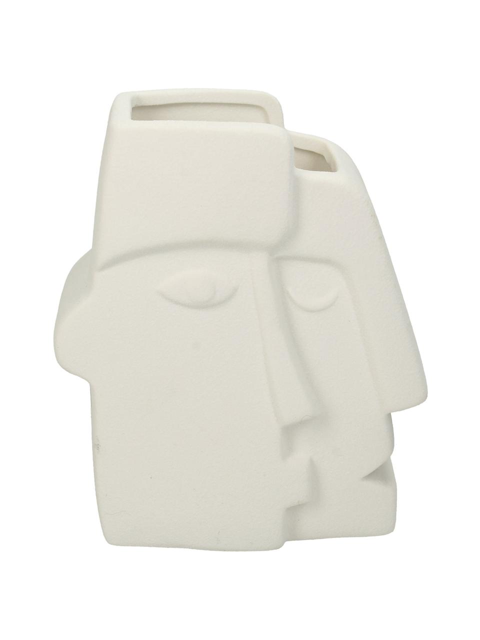 Kleine vaas Face van keramiek, Keramiek, Wit, B 14 x H 15 cm