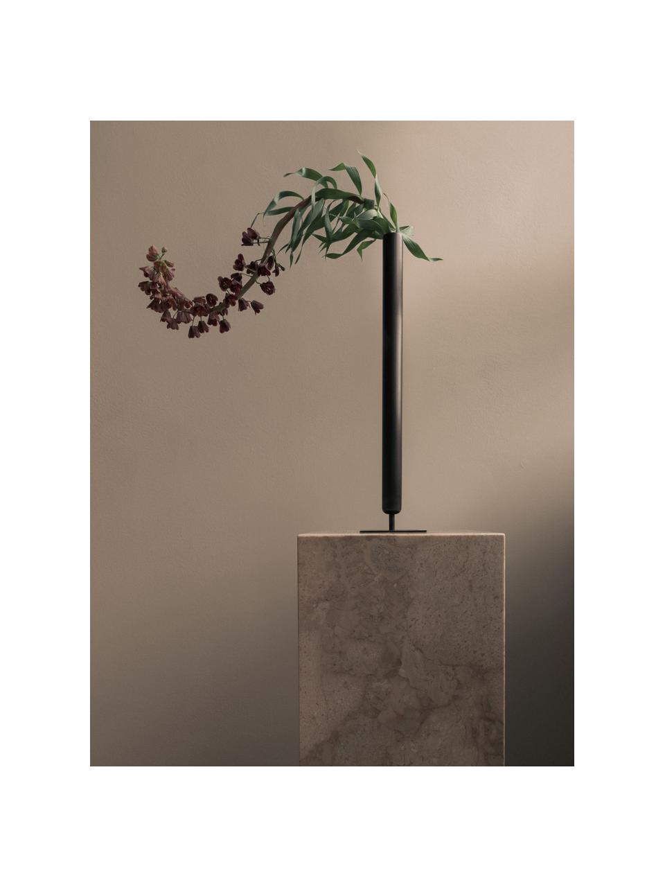 Vase Stance, haut. 50 cm, Laiton, enduit, Noir, Ø 4 x haut. 50 cm