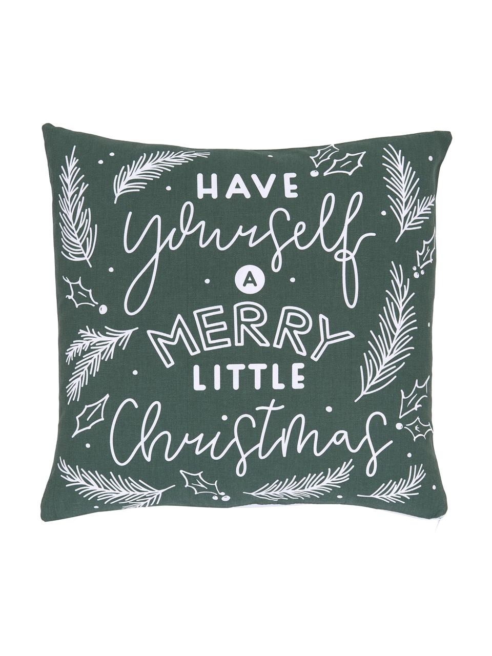 Poszewka na poduszkę Little Christmas, 100% bawełna organiczna z certyfikatem GOTS, Zielony, we wzór, S 45 x D 45 cm
