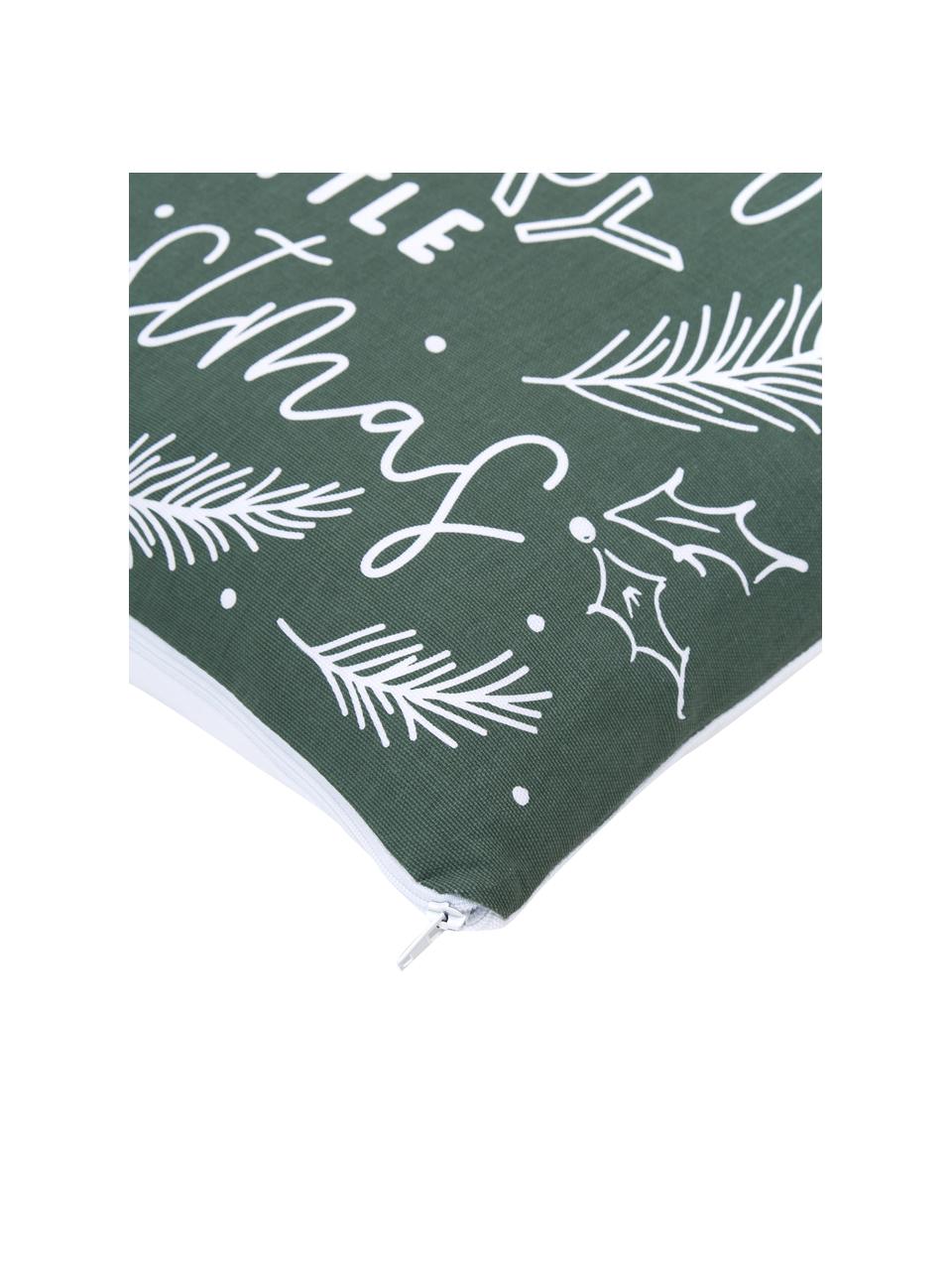Housse de coussin 45x45 Little Christmas, 100 % coton bio, certifié GOTS, Vert, blanc, larg. 45 x long. 45 cm