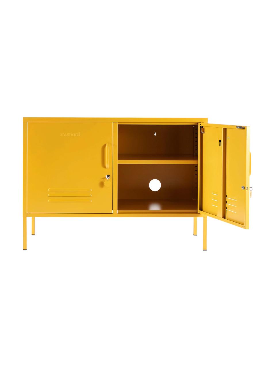Metall-Sideboard Mustard mit Türen, Stahl, pulverbeschichtet, Senfgelb, B 100 x H 72 cm