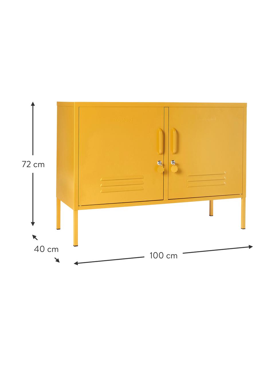 Metall-Sideboard Mustard mit Türen, Stahl, pulverbeschichtet, Senfgelb, B 100 x H 72 cm