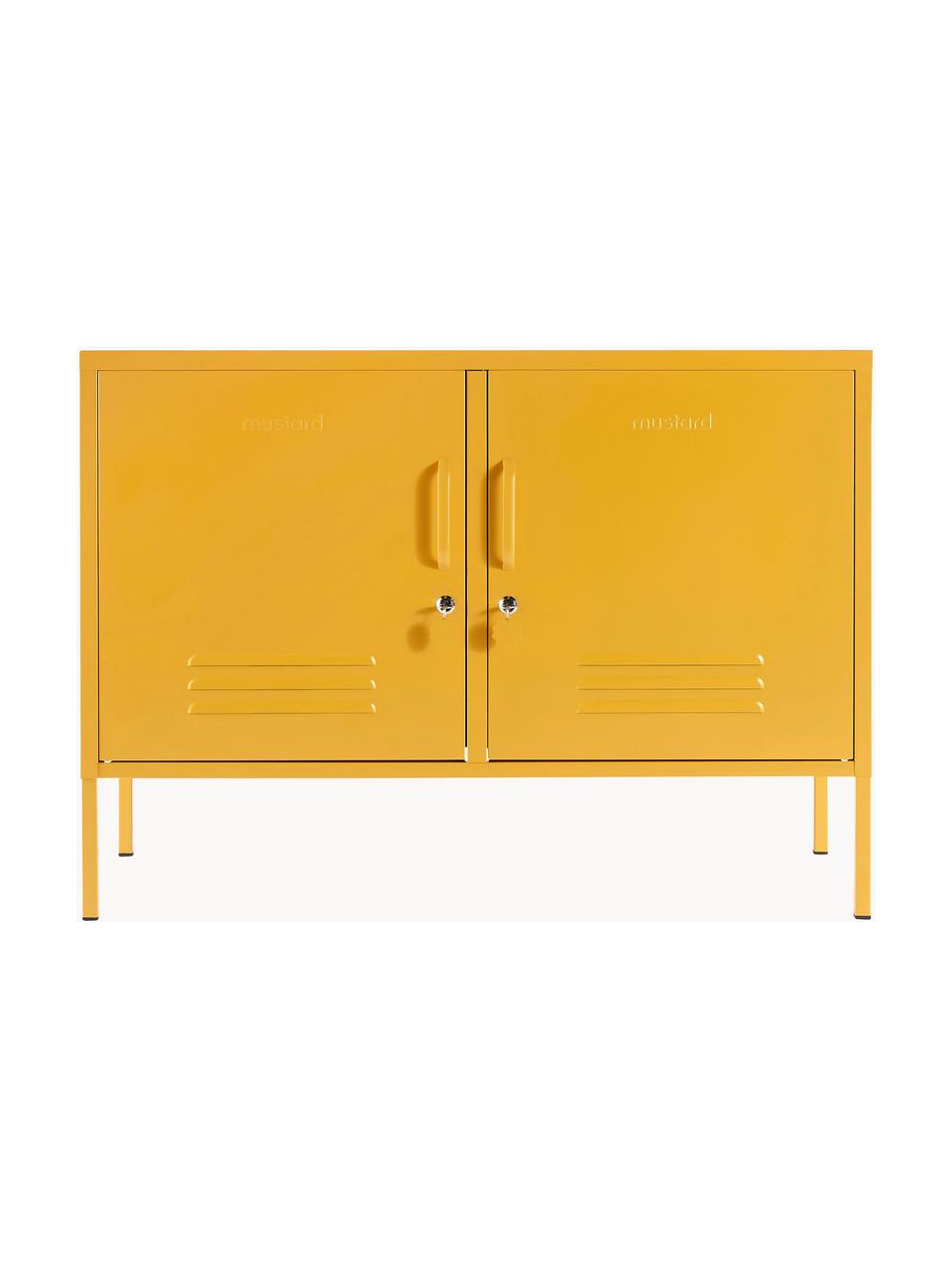 Credenza in metallo Lowdown, Acciaio verniciato a polvere, Giallo senape, Larg. 100 x Alt. 72 cm