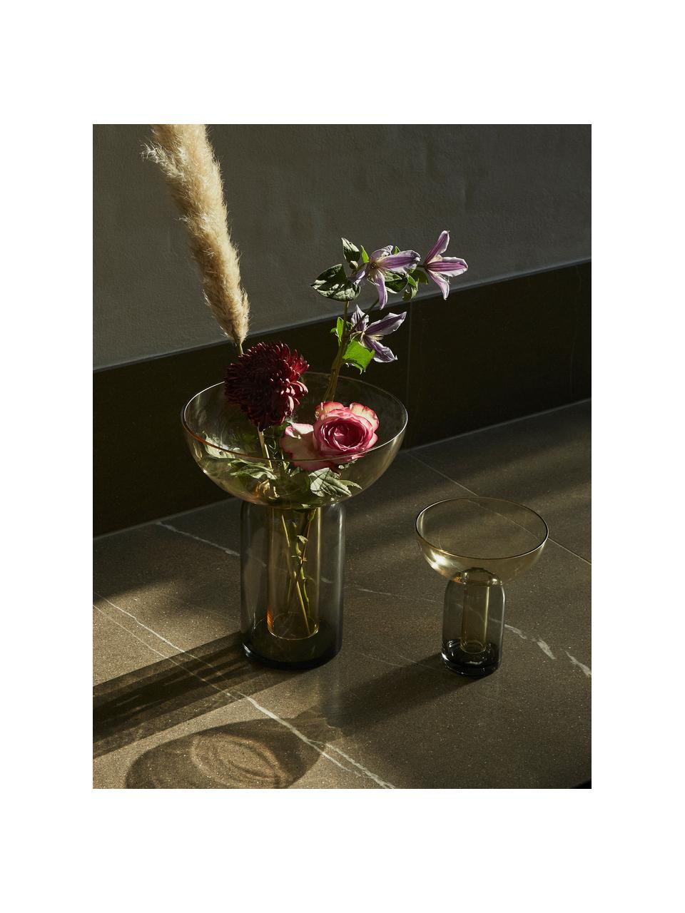 Glas-Vase Torus, H 20 cm, Glas, Dunkelgrau, Dunkelgrün, transparent, Ø 15 x H 20 cm